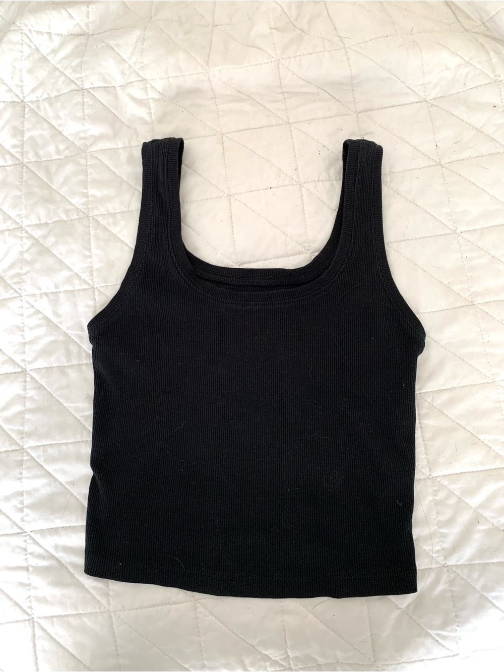 wild fable Black Ribbed Square-Neck Tank